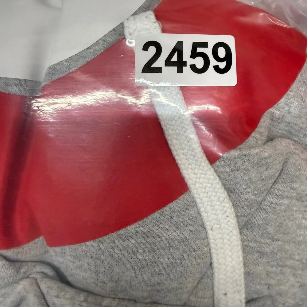 The North Face RU/14 Hoodie Mens XXL Gray Red White Blue Vertical‎ Logo Pullover